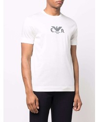 weißes bedrucktes T-Shirt mit einem Rundhalsausschnitt von Emporio Armani