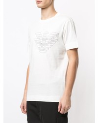 weißes bedrucktes T-Shirt mit einem Rundhalsausschnitt von Emporio Armani