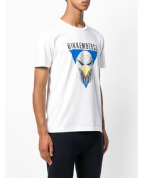 weißes bedrucktes T-Shirt mit einem Rundhalsausschnitt von Dirk Bikkembergs