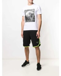 weißes bedrucktes T-Shirt mit einem Rundhalsausschnitt von Ea7 Emporio Armani