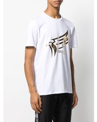 weißes bedrucktes T-Shirt mit einem Rundhalsausschnitt von Roberto Cavalli