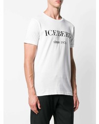 weißes bedrucktes T-Shirt mit einem Rundhalsausschnitt von Iceberg