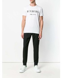 weißes bedrucktes T-Shirt mit einem Rundhalsausschnitt von Iceberg