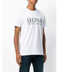 weißes bedrucktes T-Shirt mit einem Rundhalsausschnitt von BOSS HUGO BOSS