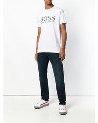 weißes bedrucktes T-Shirt mit einem Rundhalsausschnitt von BOSS HUGO BOSS