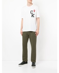 weißes bedrucktes T-Shirt mit einem Rundhalsausschnitt von CK Calvin Klein