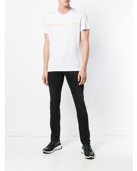 weißes bedrucktes T-Shirt mit einem Rundhalsausschnitt von Versace Jeans