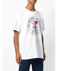 weißes bedrucktes T-Shirt mit einem Rundhalsausschnitt von Tommy Jeans