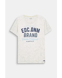 weißes bedrucktes T-Shirt mit einem Rundhalsausschnitt von edc by Esprit