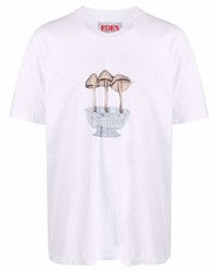 weißes bedrucktes T-Shirt mit einem Rundhalsausschnitt von EDEN power corp
