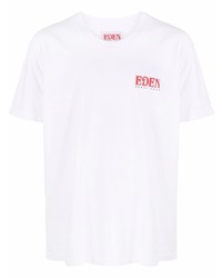 weißes bedrucktes T-Shirt mit einem Rundhalsausschnitt von EDEN power corp