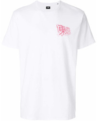 weißes bedrucktes T-Shirt mit einem Rundhalsausschnitt von Edwin