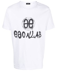 weißes bedrucktes T-Shirt mit einem Rundhalsausschnitt von EGONlab