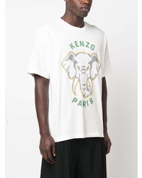 weißes bedrucktes T-Shirt mit einem Rundhalsausschnitt von Kenzo