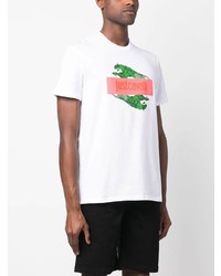 weißes bedrucktes T-Shirt mit einem Rundhalsausschnitt von Just Cavalli