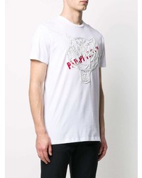 weißes bedrucktes T-Shirt mit einem Rundhalsausschnitt von Philipp Plein