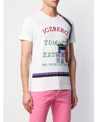 weißes bedrucktes T-Shirt mit einem Rundhalsausschnitt von Iceberg