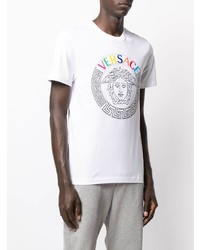 weißes bedrucktes T-Shirt mit einem Rundhalsausschnitt von Versace