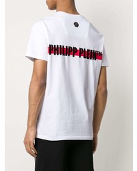 weißes bedrucktes T-Shirt mit einem Rundhalsausschnitt von Philipp Plein