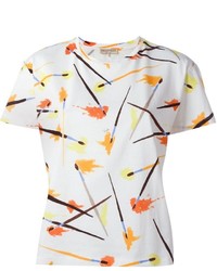weißes bedrucktes T-Shirt mit einem Rundhalsausschnitt von Emilio Pucci
