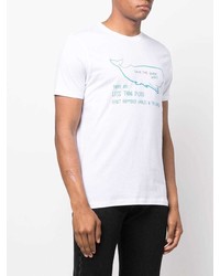 weißes bedrucktes T-Shirt mit einem Rundhalsausschnitt von Save The Duck