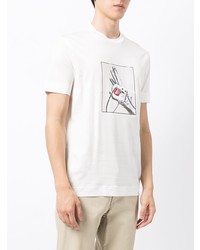 weißes bedrucktes T-Shirt mit einem Rundhalsausschnitt von Emporio Armani