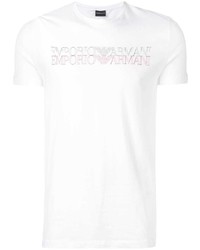 weißes bedrucktes T-Shirt mit einem Rundhalsausschnitt von Emporio Armani