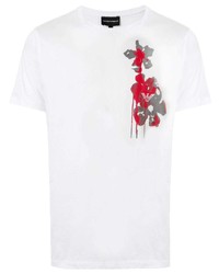 weißes bedrucktes T-Shirt mit einem Rundhalsausschnitt von Emporio Armani