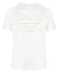 weißes bedrucktes T-Shirt mit einem Rundhalsausschnitt von Emporio Armani