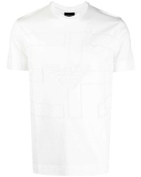 weißes bedrucktes T-Shirt mit einem Rundhalsausschnitt von Emporio Armani