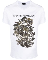 weißes bedrucktes T-Shirt mit einem Rundhalsausschnitt von Emporio Armani