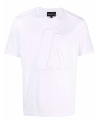 weißes bedrucktes T-Shirt mit einem Rundhalsausschnitt von Emporio Armani