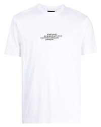 weißes bedrucktes T-Shirt mit einem Rundhalsausschnitt von Emporio Armani