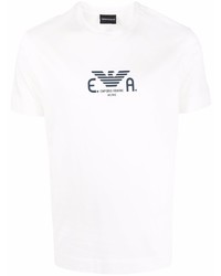 weißes bedrucktes T-Shirt mit einem Rundhalsausschnitt von Emporio Armani