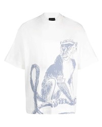 weißes bedrucktes T-Shirt mit einem Rundhalsausschnitt von Emporio Armani