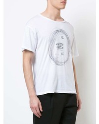 weißes bedrucktes T-Shirt mit einem Rundhalsausschnitt von Enfants Riches Deprimes