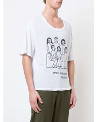 weißes bedrucktes T-Shirt mit einem Rundhalsausschnitt von Enfants Riches Deprimes