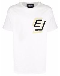weißes bedrucktes T-Shirt mit einem Rundhalsausschnitt von Enterprise Japan