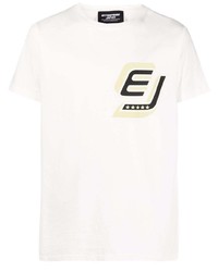 weißes bedrucktes T-Shirt mit einem Rundhalsausschnitt von Enterprise Japan