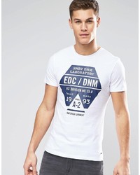 weißes bedrucktes T-Shirt mit einem Rundhalsausschnitt von Esprit