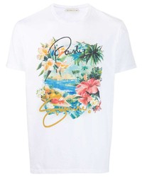weißes bedrucktes T-Shirt mit einem Rundhalsausschnitt von Etro