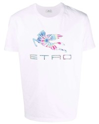 weißes bedrucktes T-Shirt mit einem Rundhalsausschnitt von Etro