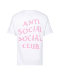 weißes bedrucktes T-Shirt mit einem Rundhalsausschnitt von Anti Social Social Club