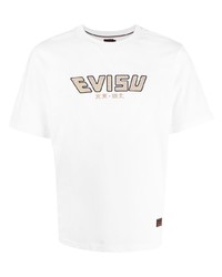 weißes bedrucktes T-Shirt mit einem Rundhalsausschnitt von Evisu