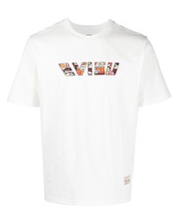 weißes bedrucktes T-Shirt mit einem Rundhalsausschnitt von Evisu