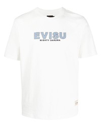 weißes bedrucktes T-Shirt mit einem Rundhalsausschnitt von Evisu