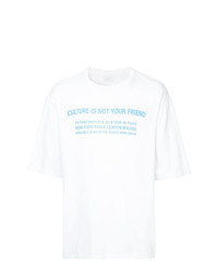weißes bedrucktes T-Shirt mit einem Rundhalsausschnitt von Ex Infinitas