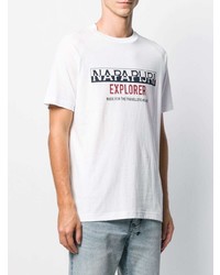 weißes bedrucktes T-Shirt mit einem Rundhalsausschnitt von Napapijri