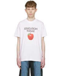 weißes bedrucktes T-Shirt mit einem Rundhalsausschnitt von Eytys