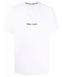 weißes bedrucktes T-Shirt mit einem Rundhalsausschnitt von F.A.M.T.
